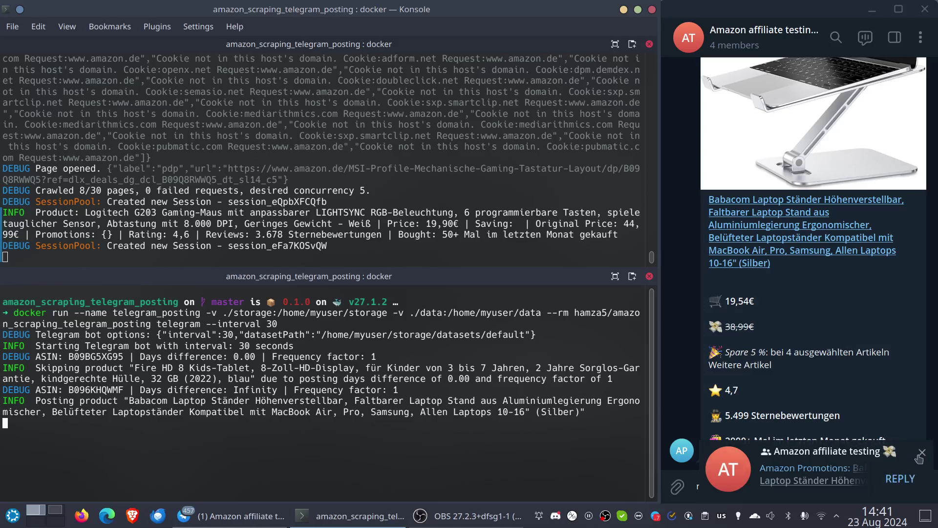 Screenshot of Amazon Scraper / Telegram Poster 1